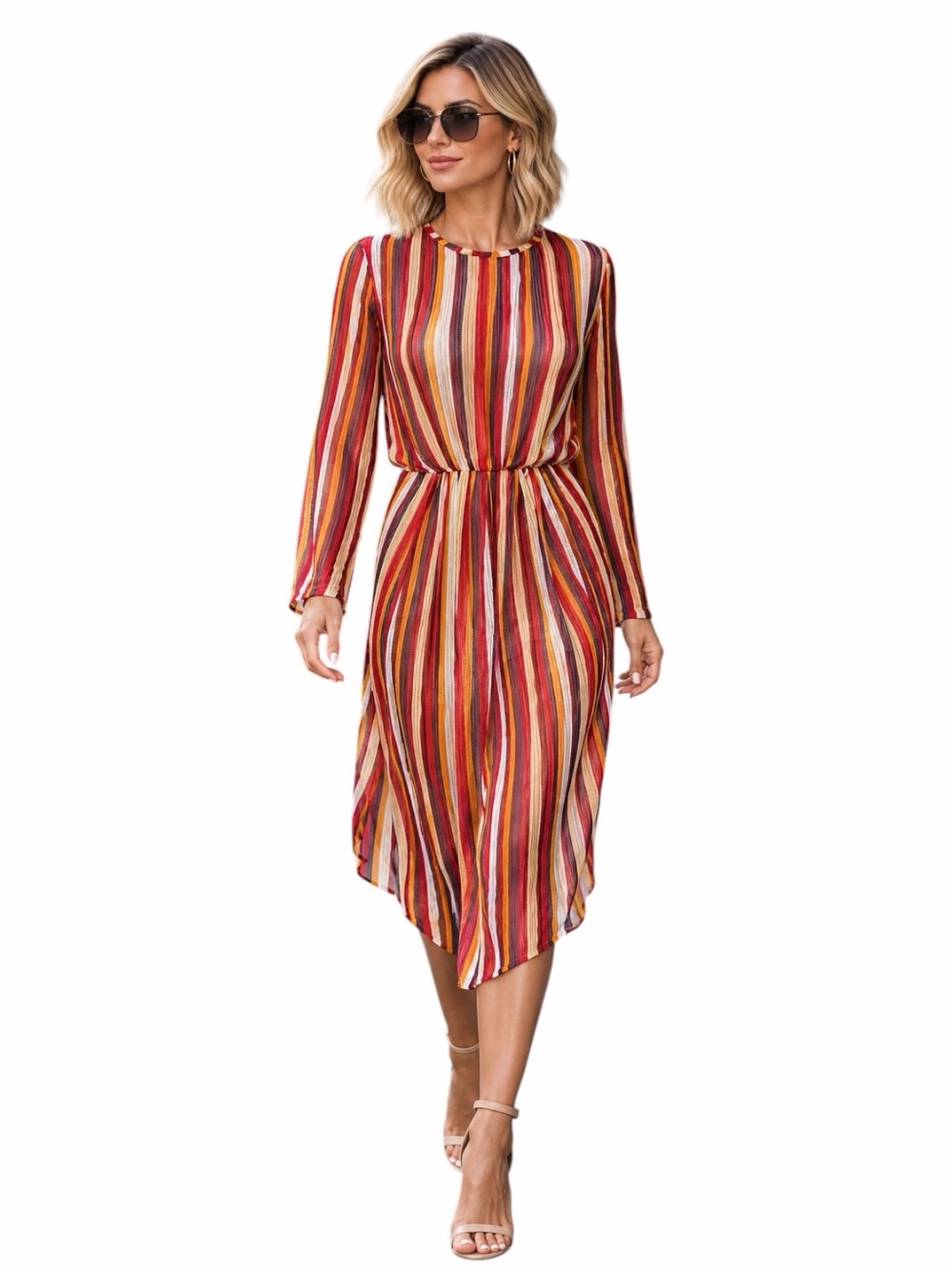 NWT Zara Small Chevron Stripe Crochet Knit Sheer Dress Long Sleeve Coverup